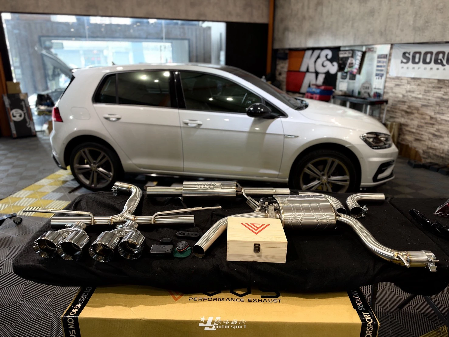全新 福斯 VW GOLF 7.5 R-LINE 升級 VVS 排氣管 中尾段 + 遙控閥門 排氣管 含後下巴