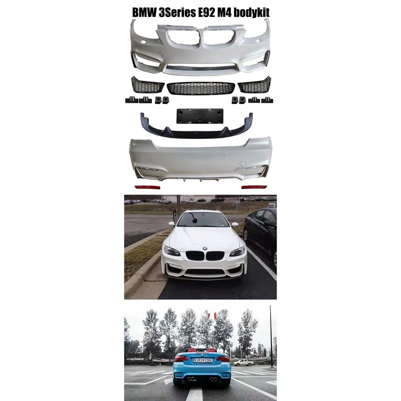 全新 BMW E92 前期 後期LCI M4 式樣 前保桿 PP材質 大包 素材 無霧燈款不含下巴可另加購