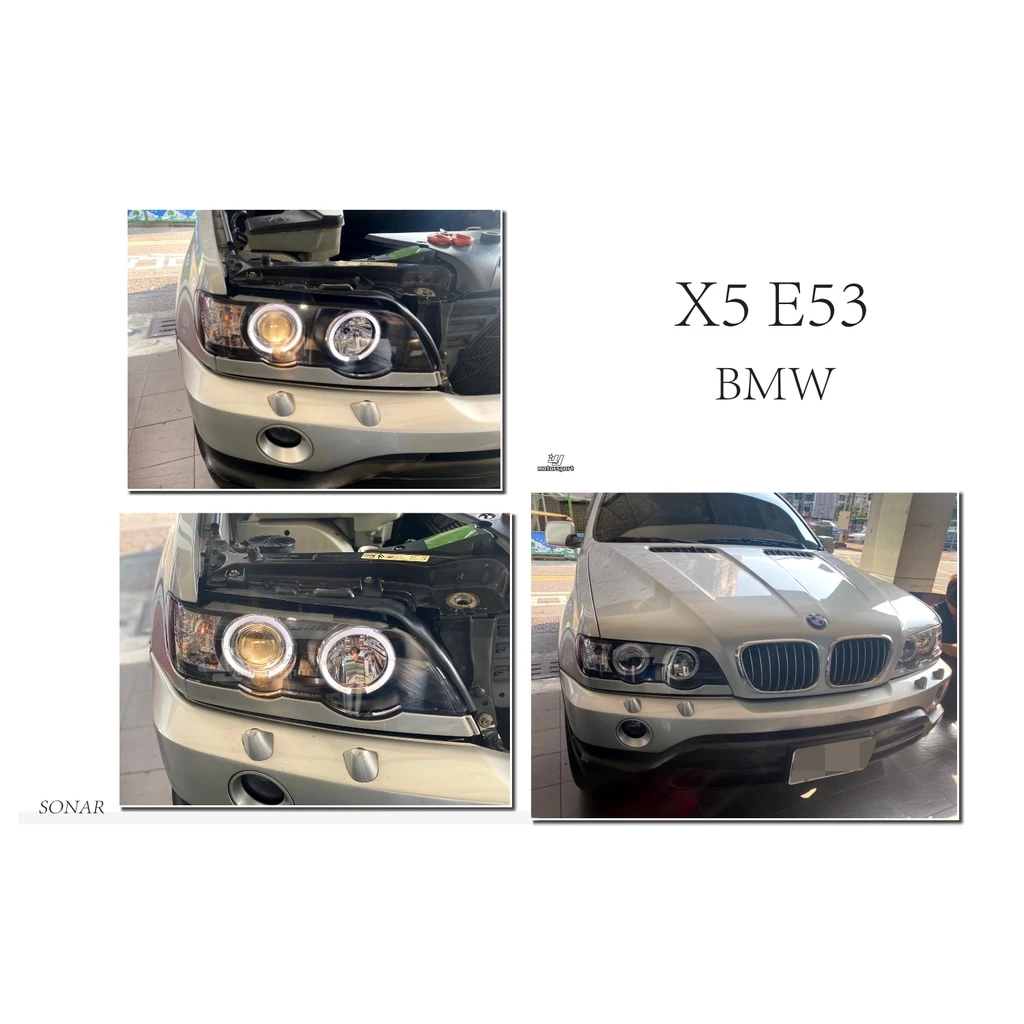 實車安裝 BMW 寶馬 X5 E53 99 00 01 02 黑框 光圈 魚眼 大燈 頭燈 X5大燈