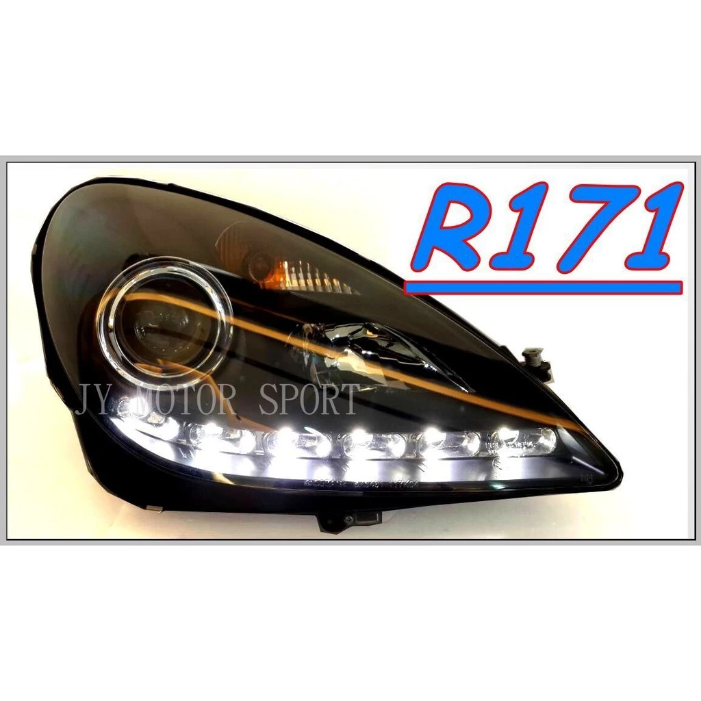 全新 賓士 BENZ SLK R171 黑框 類 R8 DRL 魚眼 大燈 頭燈 實車照