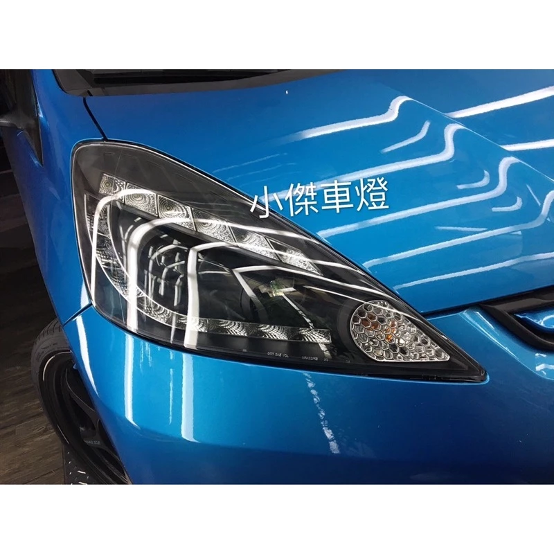 HONDA FIT 06 07 08 09 10 年 jazz 仿 R8款 C型 黑框 DRL燈眉 魚眼 大燈