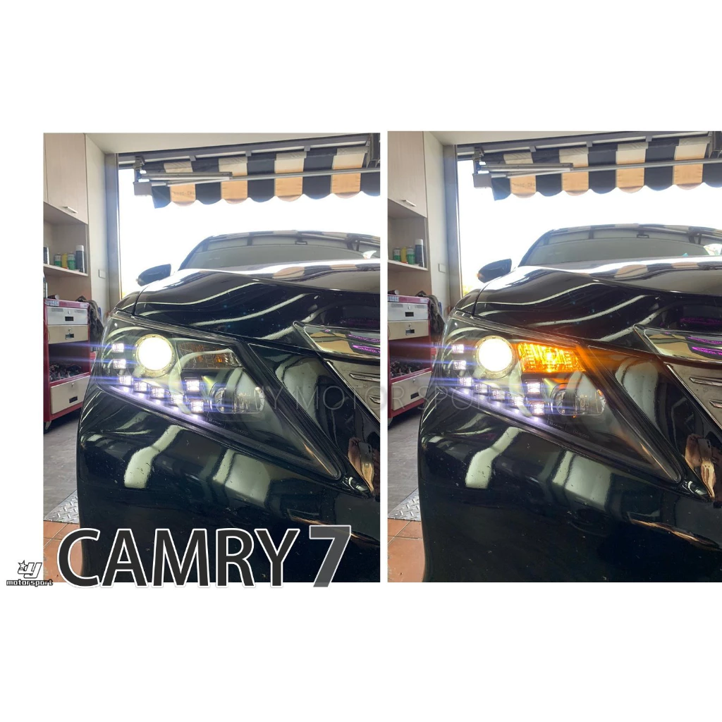 全新 CAMRY 2013 12 13 14 年 7代 黑框 U型 LED R8 魚眼 大燈