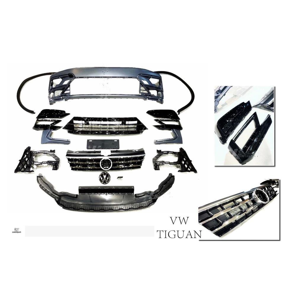 全新 VW 福斯 TIGUAN 18 前 R line 前保桿 前大包 空力套件 含 後下巴 素材