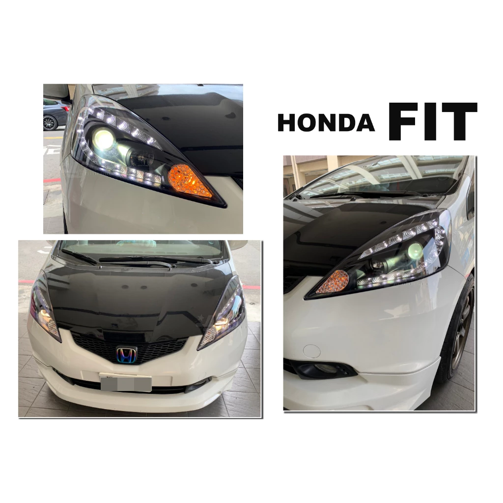 HONDA FIT 06 07 08 09 10 年 jazz 仿 R8款 C型 黑框 DRL燈眉 魚眼 大燈