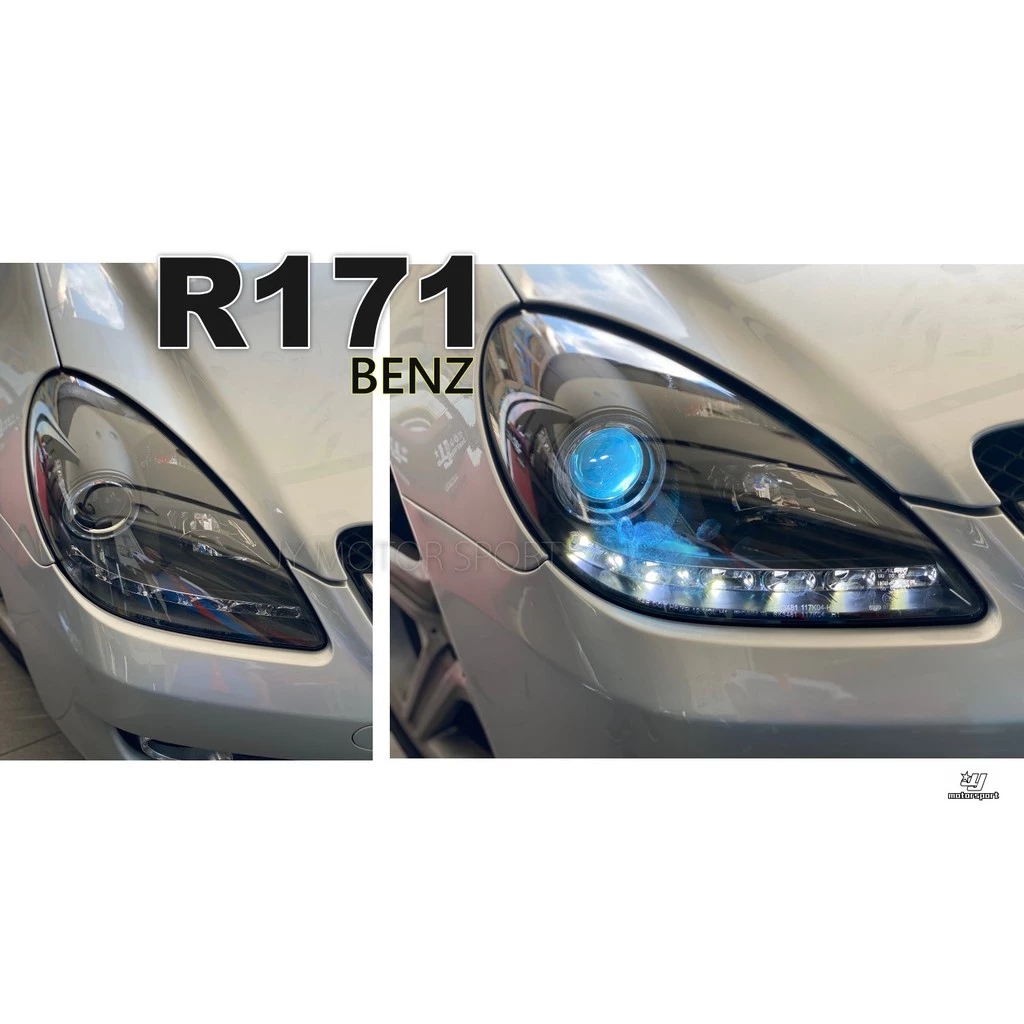 全新 賓士 BENZ SLK R171 黑框 類 R8 DRL 魚眼 大燈 頭燈 實車照