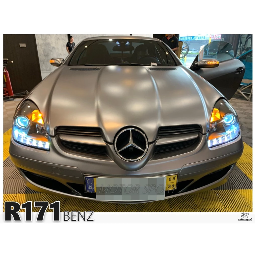 全新 賓士 BENZ SLK R171 黑框 類 R8 DRL 魚眼 大燈 頭燈 實車照