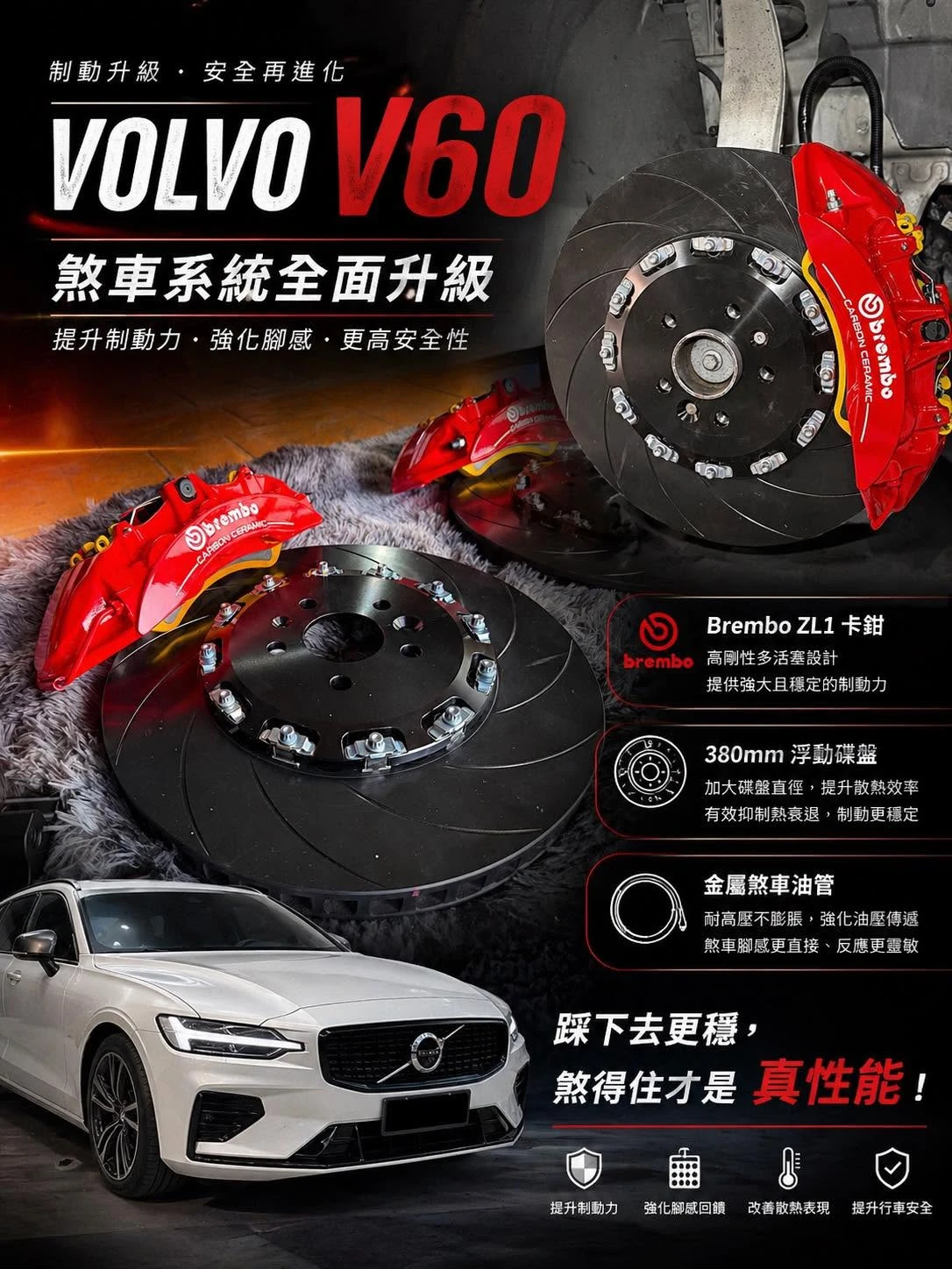 Volvo V60 升級前煞車系統 - 彰化煞車系統升級｜社頭汽車保養廠推薦
