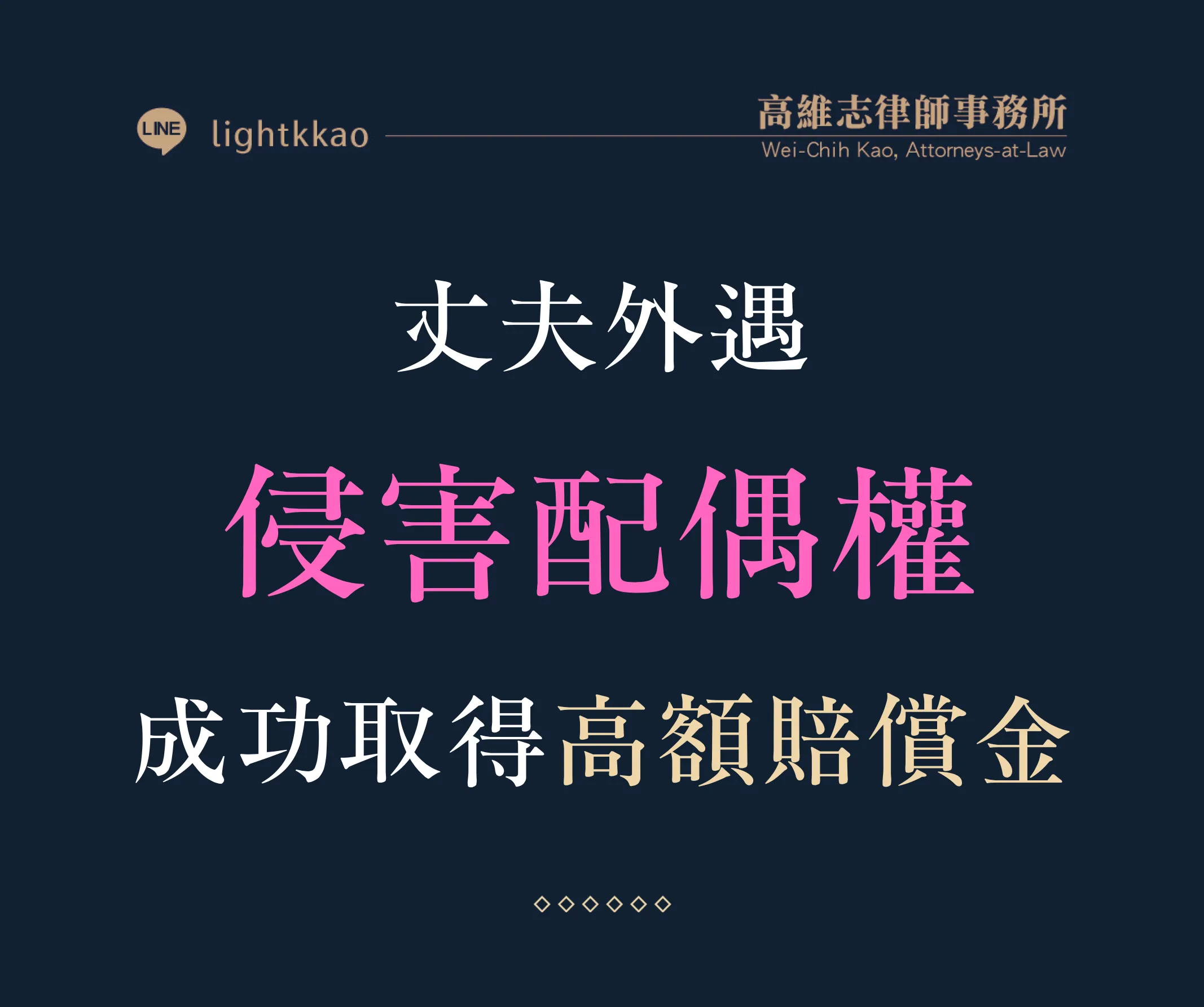 丈夫外遇，替妻子提告小三侵害配偶權-高維志協助提告勝訴─成功獲得【高額】賠償金