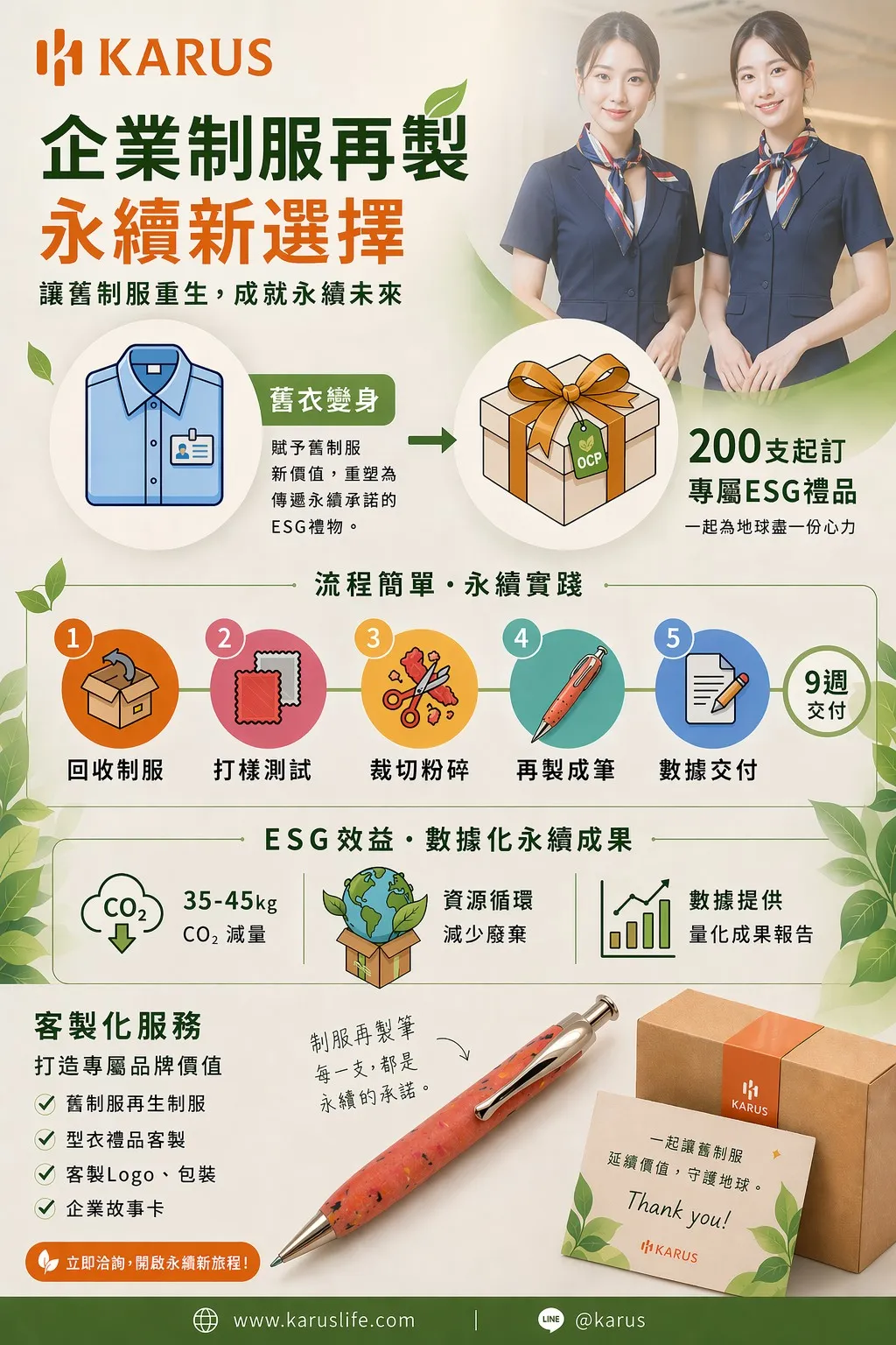 讓舊制服華麗轉身！打造企業專屬的永續「書寫工具」永續筆｜永續禮品｜永續產品