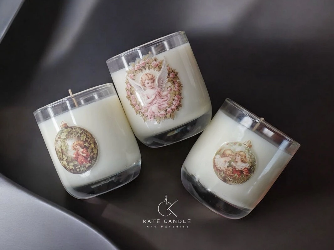Laser waterside decal paper candle 轉印蠟燭