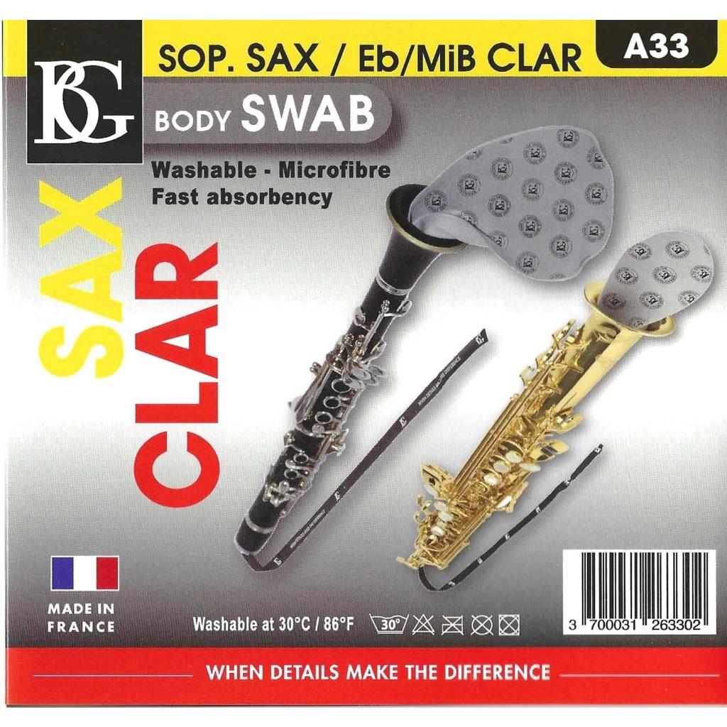 BG A33 Eb&Bb CLAR+SOP.SAX通條布-BODY SWAB