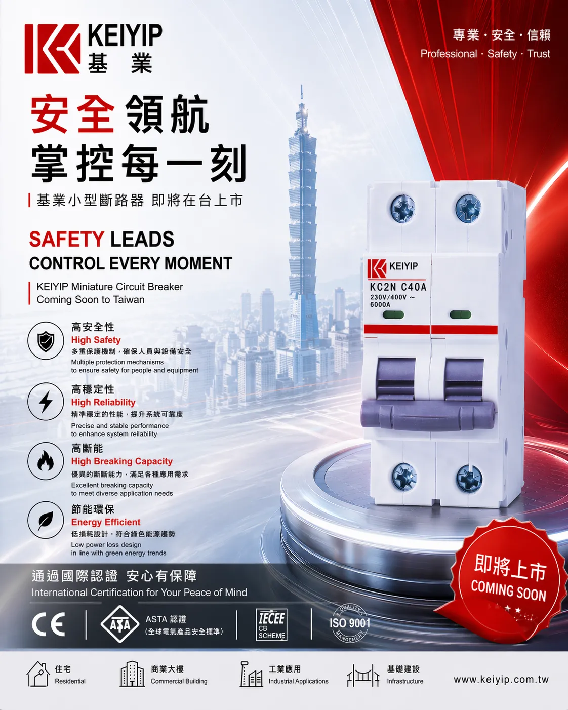 基業小型斷路器（MCB）即將通過台灣認證