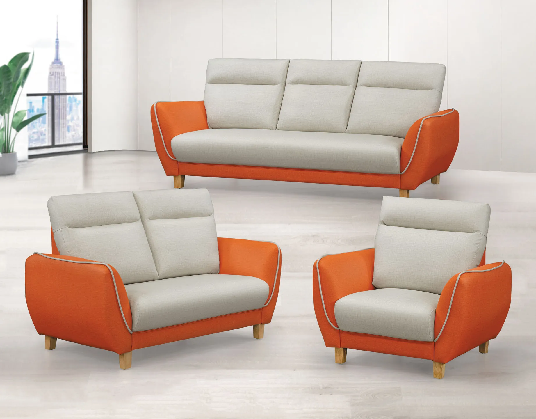 洛雅耐抓皮雙色皮沙發