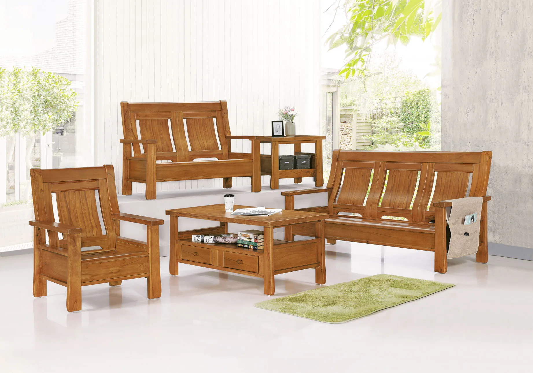 01型木頭組椅實木沙發