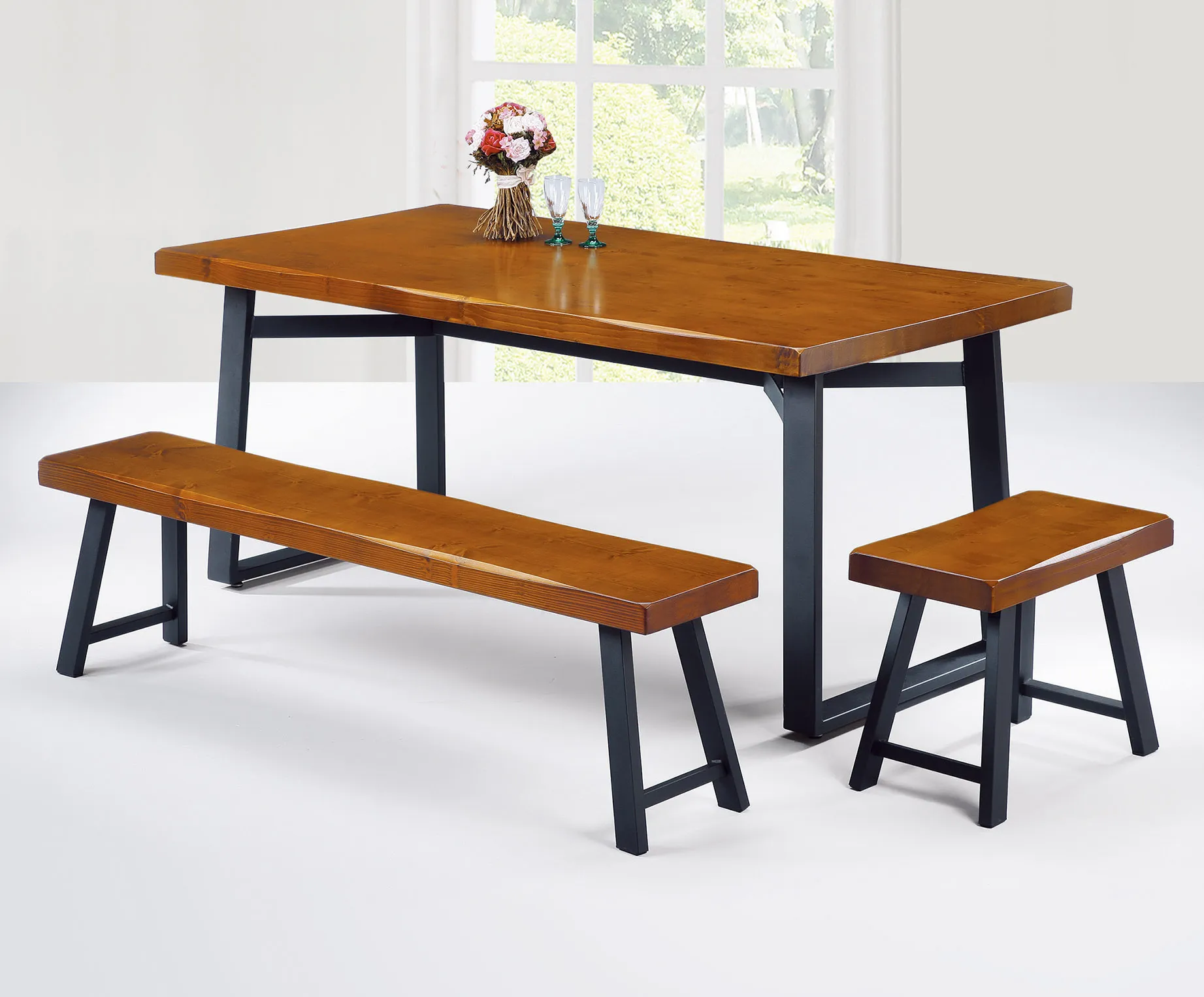 卡達工業風休閒餐桌凳