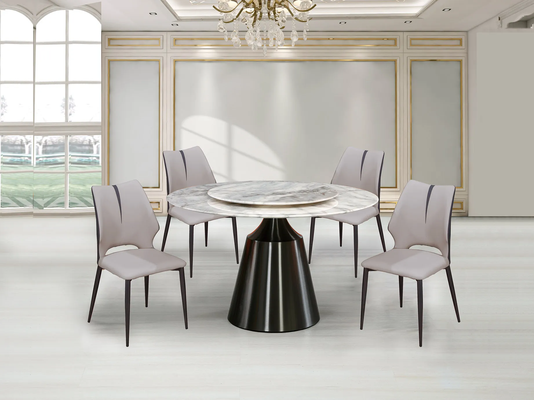 8863天然石面圓桌附贈轉盤