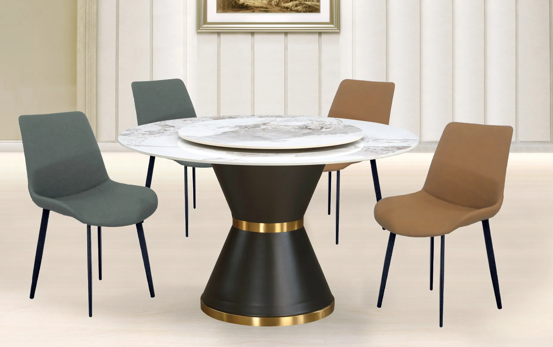 5500岩板圓餐桌附轉盤