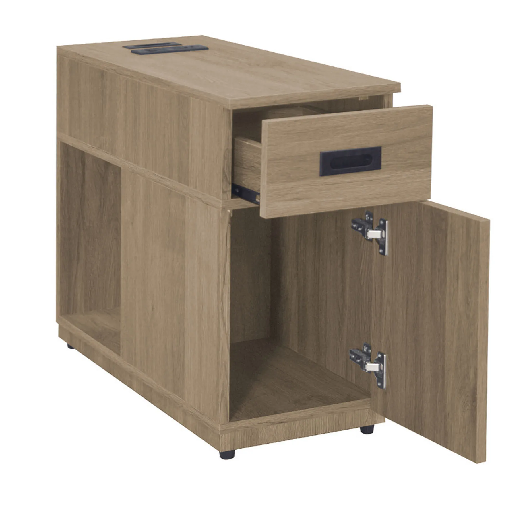 灰橡色沙發邊几附USB插座