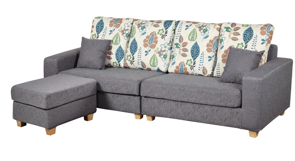 楓葉4人L型布沙發(