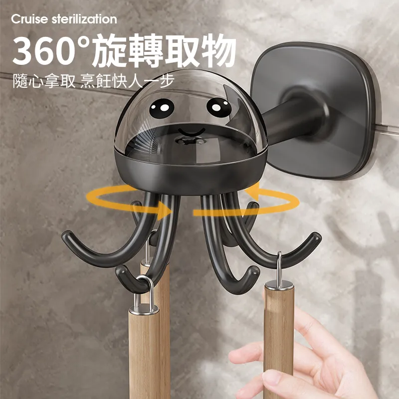 掛鈎 旋轉掛勾架 強力 廚房掛勾架 六爪 旋轉掛鉤 掛鉤架 廚房收納 360度 無痕 掛鉤 免打孔