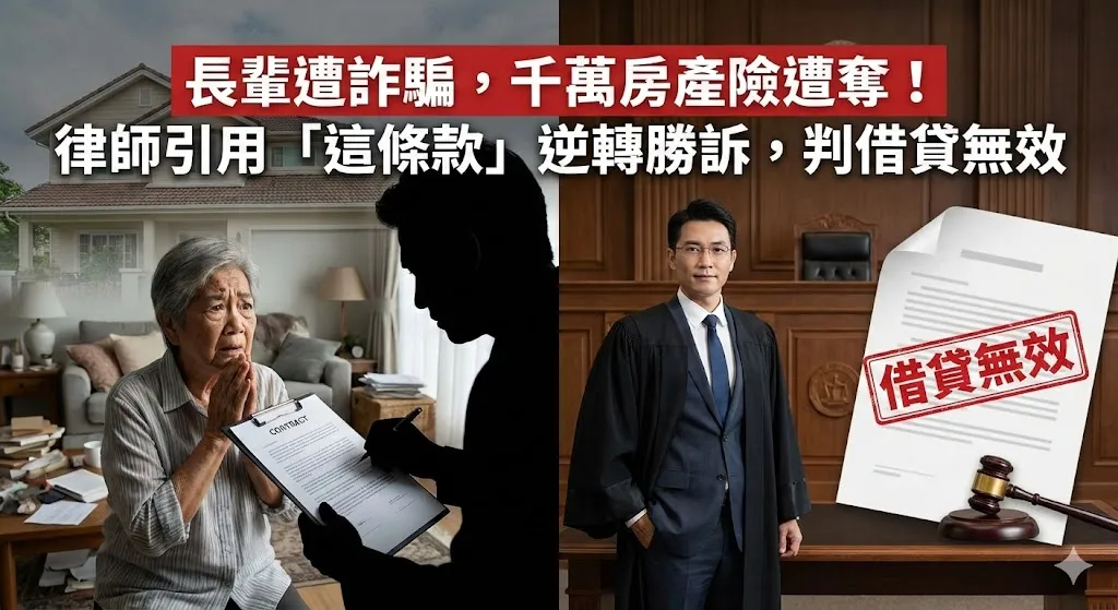 【成功案例】長輩遭詐騙，千萬房產險遭奪！律師引用「這條款」逆轉勝訴，判借貸無效