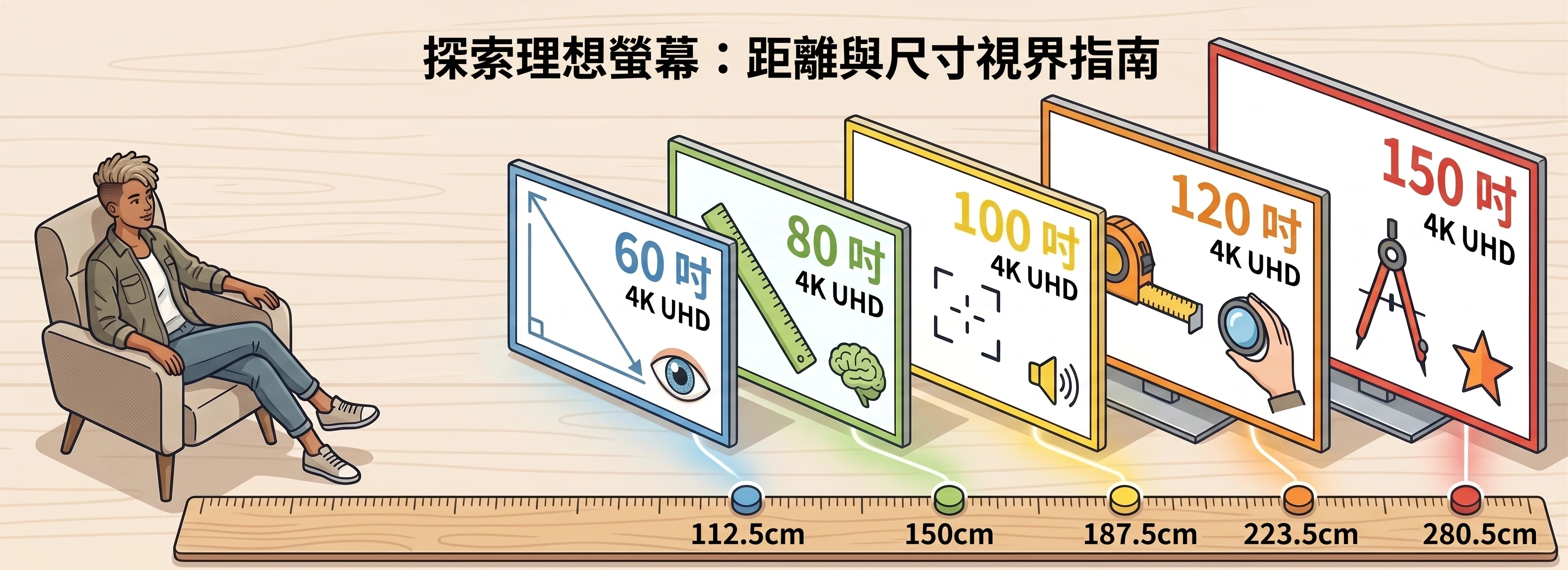 電視尺寸與最佳觀看距離