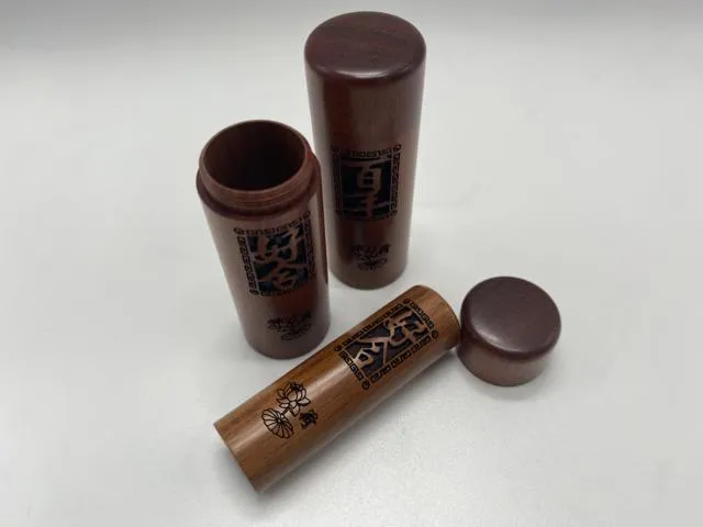紅紫檀夫妻對印章-套筒形式(手工)