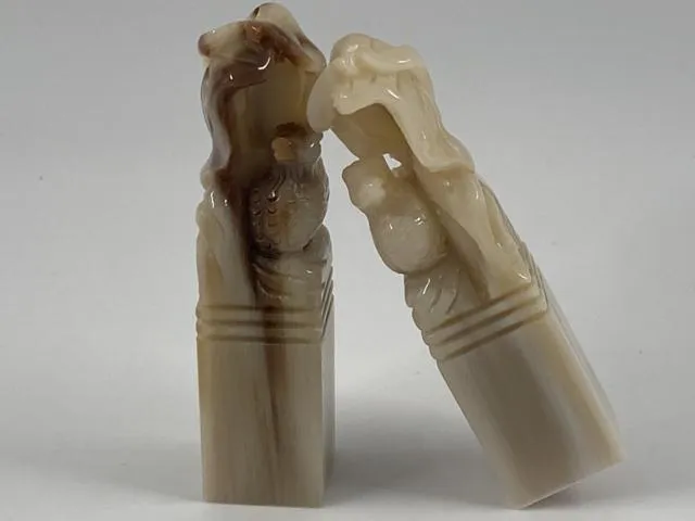 赤牛角夫妻對印章(手工)