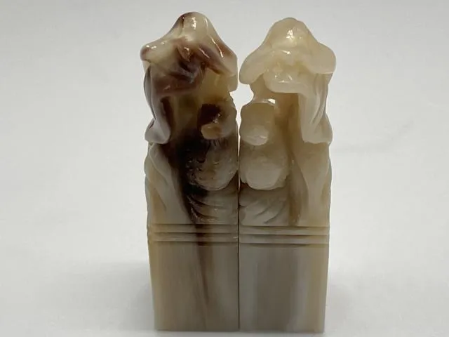 赤牛角夫妻對印章(手