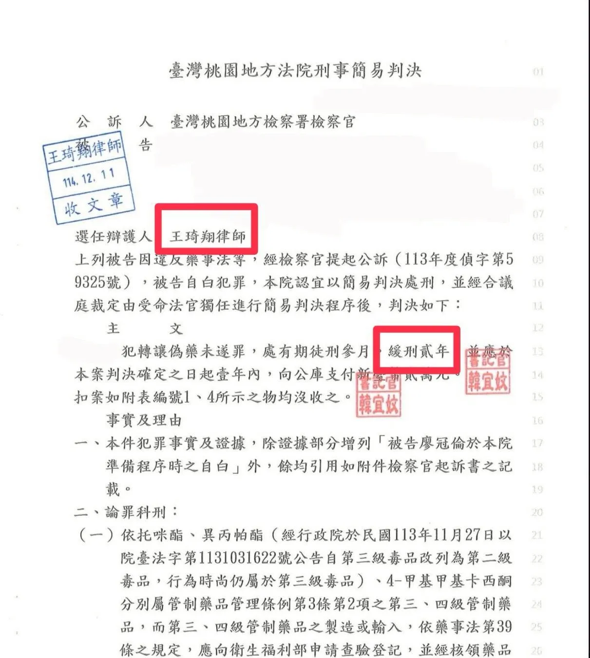 轉讓藥事法緩刑案例