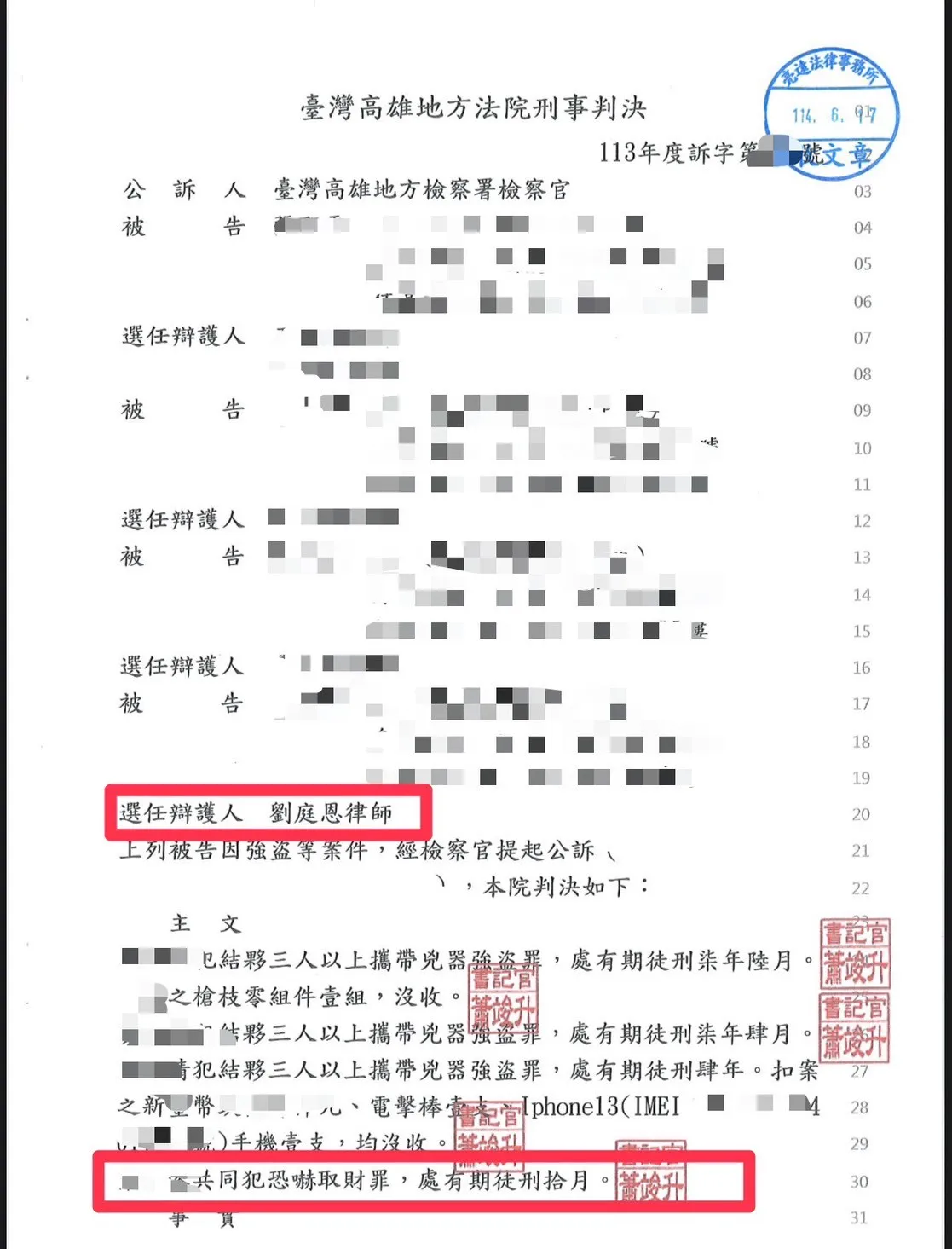 加重強盜7年以上徒刑改判恐嚇取財十個月