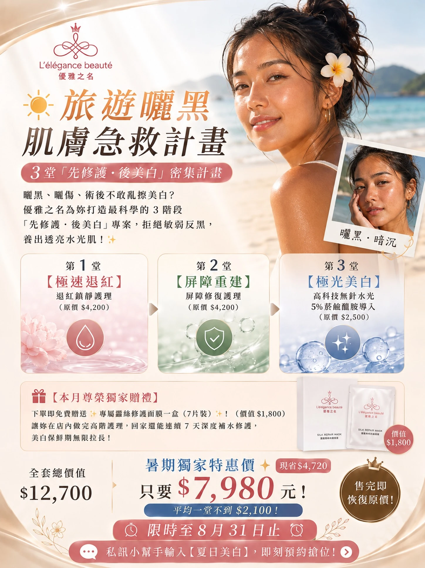曬黑、曬傷、術後不敢亂擦美白？
