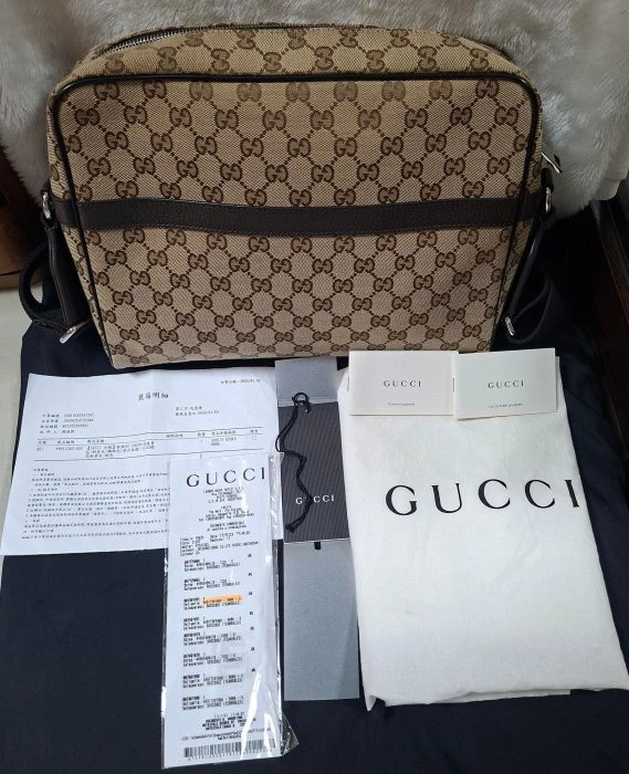 Gucci 古馳 經典雙G 449173  L O G O  印花提花方形斜背包