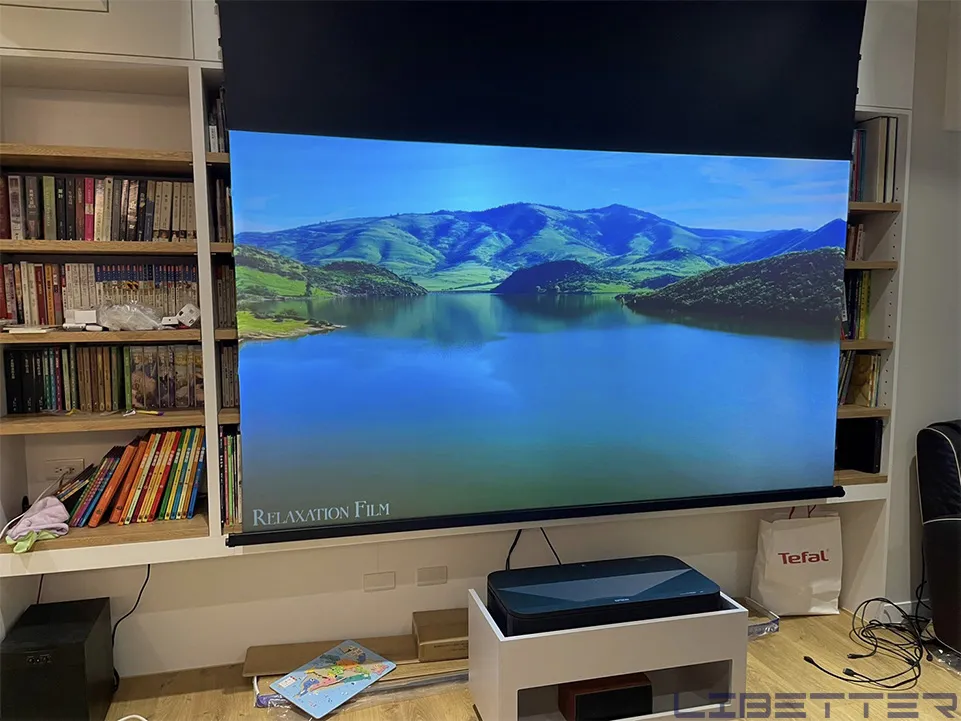 EPSON EH-LS800B 搭配 100吋 HBSI 1.0 黑柵抗光電動幕 客戶以小朋友的角度去設計的喔！