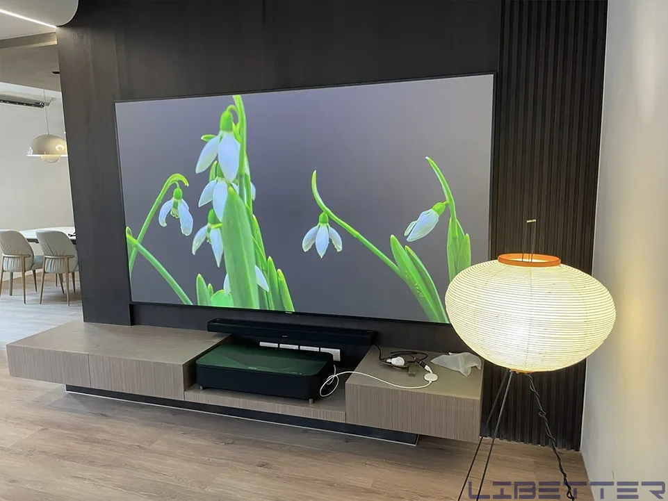 永和案例：EPSON EH-LS800B & 100吋黑柵抗光幕+Bose Ultra 聲霸 不管側面正面都很漂亮！