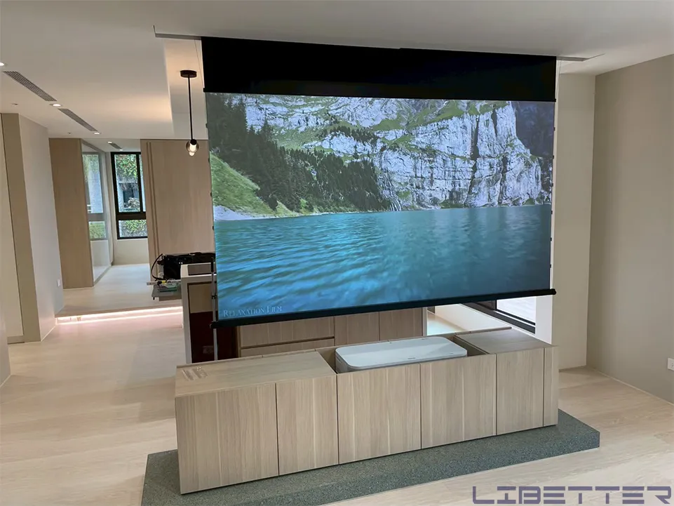 家用案例：EH-LS800W × 100吋電動黑柵抗光幕 視覺乾淨、線條俐落、毫無壓迫感！