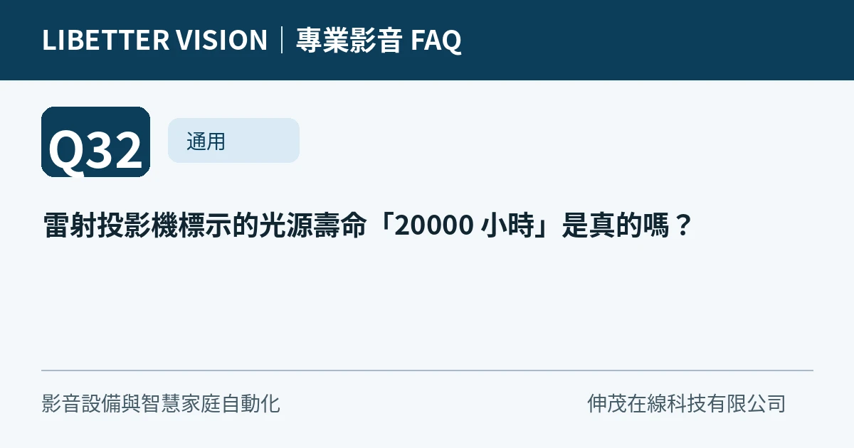 雷射投影機標示的光源壽命「20000 小時」是真的嗎？