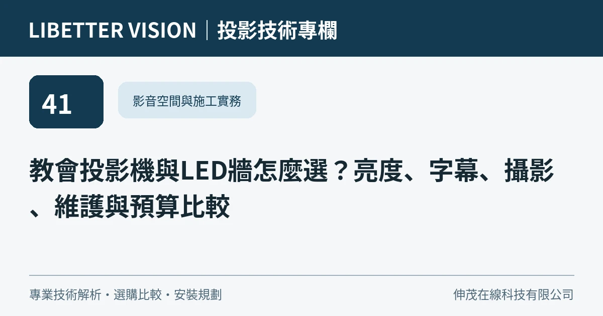 教會投影機與LED牆怎麼選？亮度、字幕、攝影、維護與預算比較