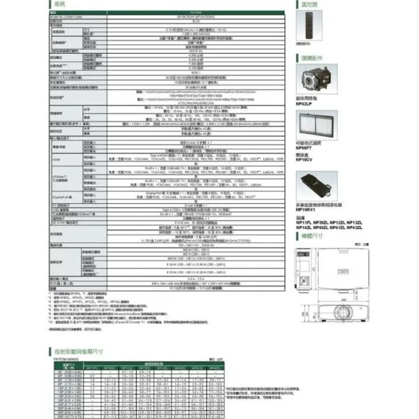 NEC PA703W LCD 7000流明高亮度 (WXGA) 投影機 多功能商用 工程款 投影機