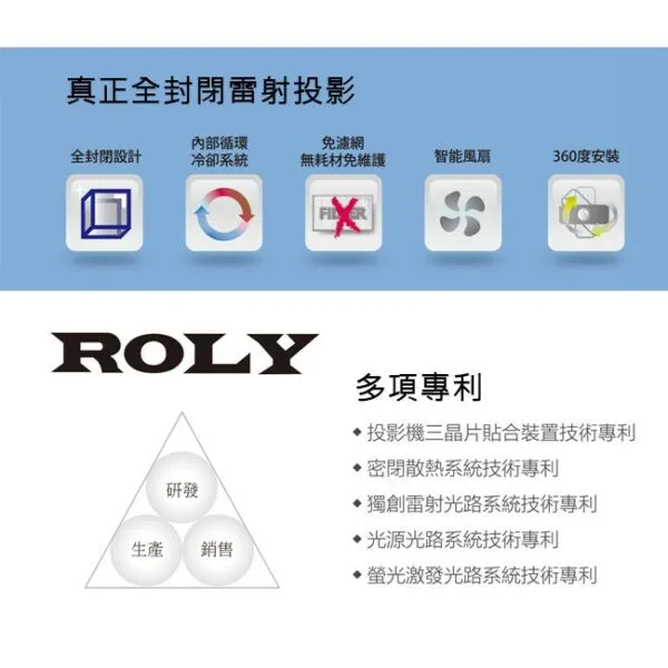 ROLY 全封閉雷射投影機 RL-600W WXGA投影機