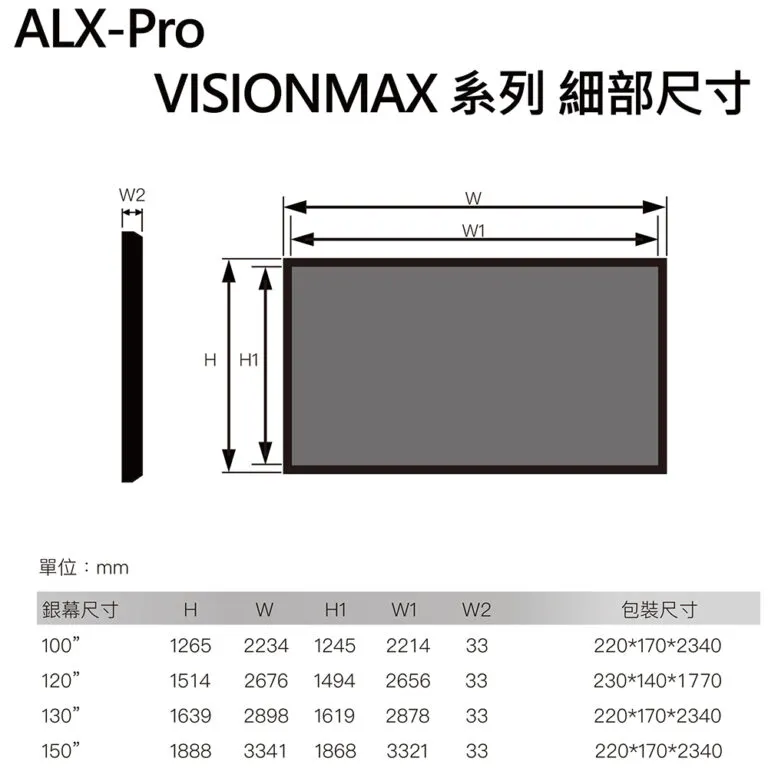 LIBETTER ALX-Pro VM-120 16:9 120吋 台製 中長焦晶柵抗光幕框幕 1.6高增益<私訊新品優惠價格>