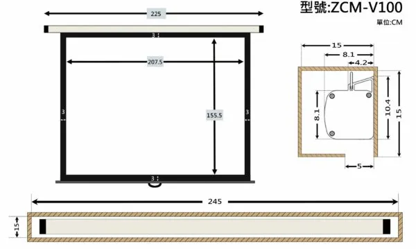 ZERO ZCM-V100 豪華型手拉布幕 4:3 100吋 1.0高增益 台製品牌 鋁合金手拉布幕