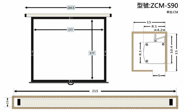 ZERO ZCM-S90 豪華型手拉布幕 1:1 90吋 1.0高增益 台製品牌 鋁合金手拉布幕