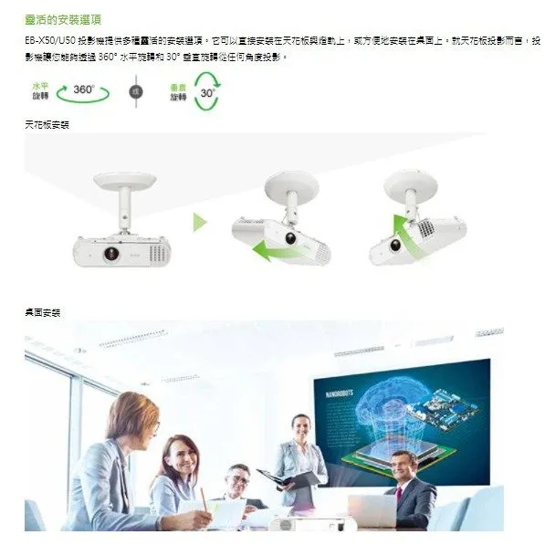 EPSON EB-U50 高亮度3700流明 WUXGA高解析度 3LCD防塵投影機