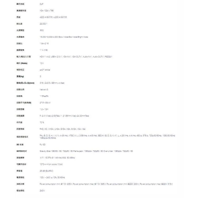  OPTOMA X412 XGA 4200流明度 高亮度商用投影機 中大型會議使用 利貝特專業投影保證原廠公司貨