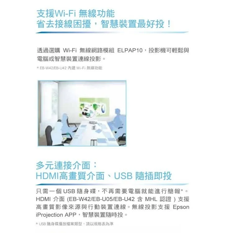 EPSON EB-FH52 4000流明 1080p Full HD解析度 高亮彩商用投影機 無線投影機