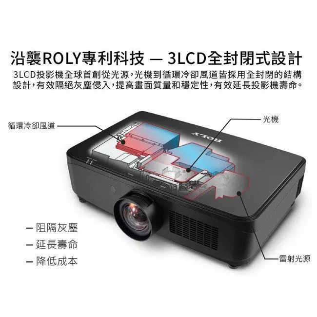 ROLY 樂麗 RL-6000UT [WUXGA，6000流明] 雷射短焦工程投影機 全封閉結構設計 完全隔絕灰塵