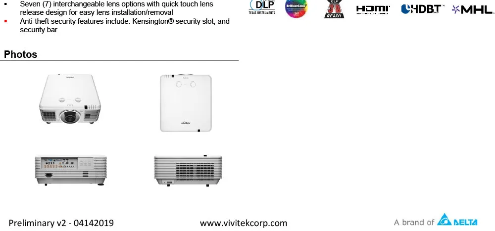 VIVITEK DU719EZAA 雷射專業工程投影機