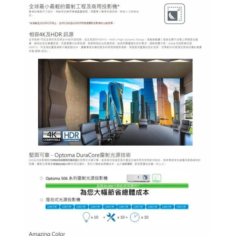 OPTOMA ZU506T 輕巧型高亮度工程及商用投影機 WUXGA高解析度 5000流明 投影機 現貨