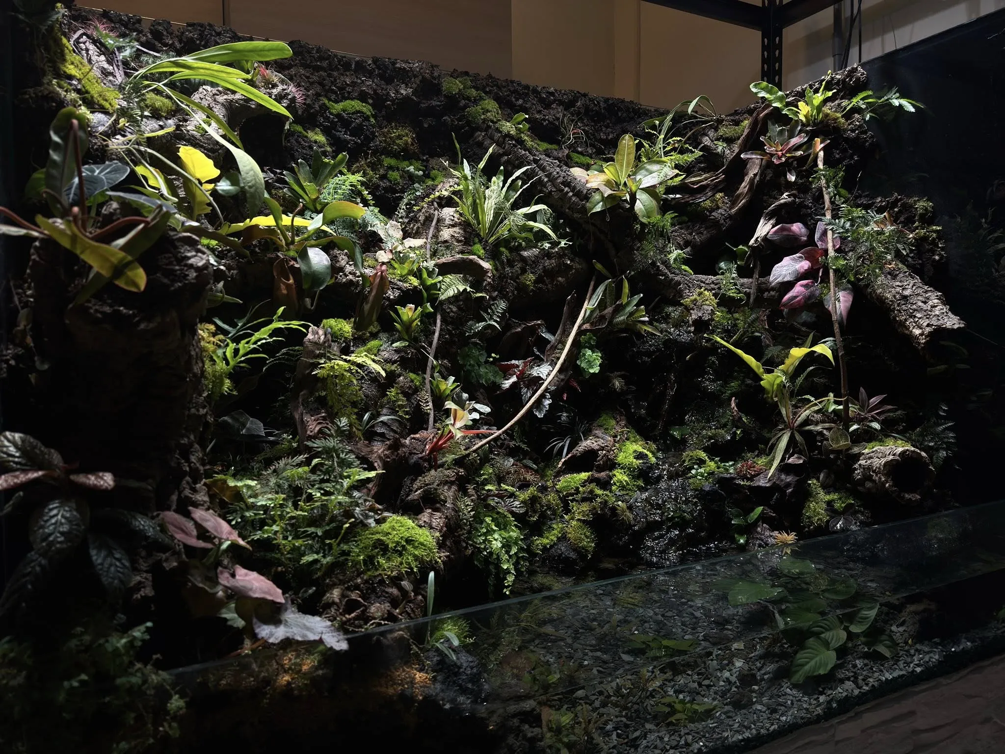 客戶訂製壯觀美麗的瀑布溪流大型生態雨林造景